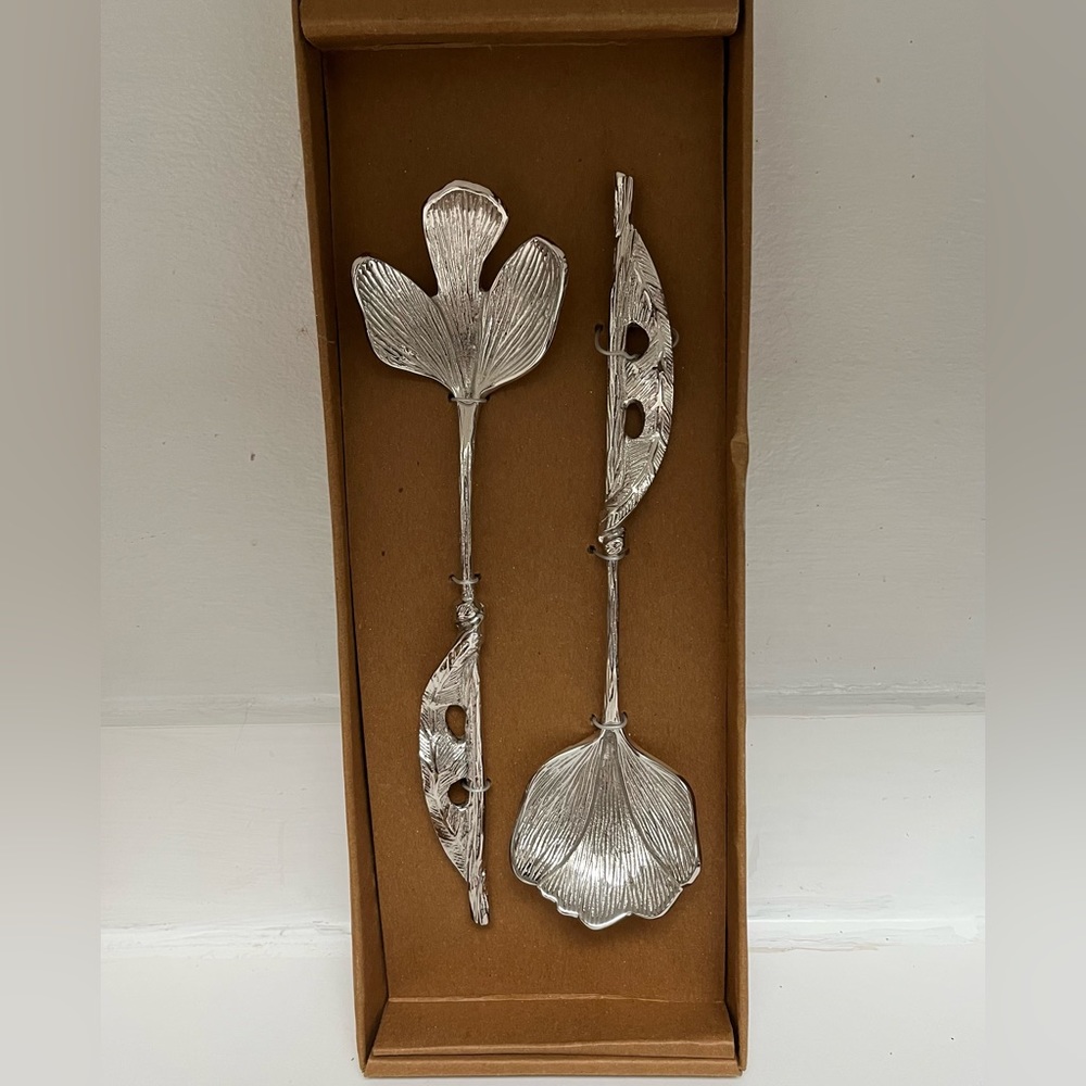 2 Silver Vintage Serving Spoons Made in India